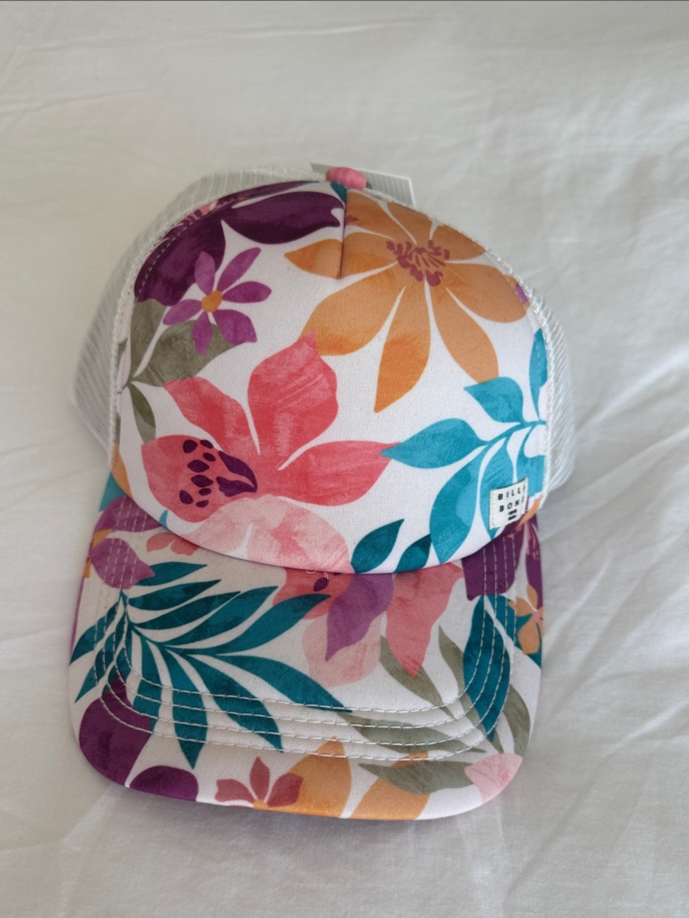 Billabong Summer Hat-Floral Mesh in Teal, Pink & Orange